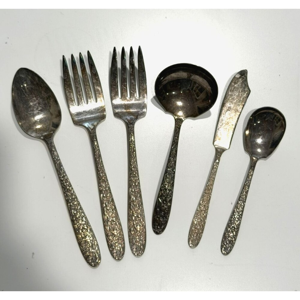 National Silverplate Flatware NARCISSUS 6 SERVING PIECES vintage